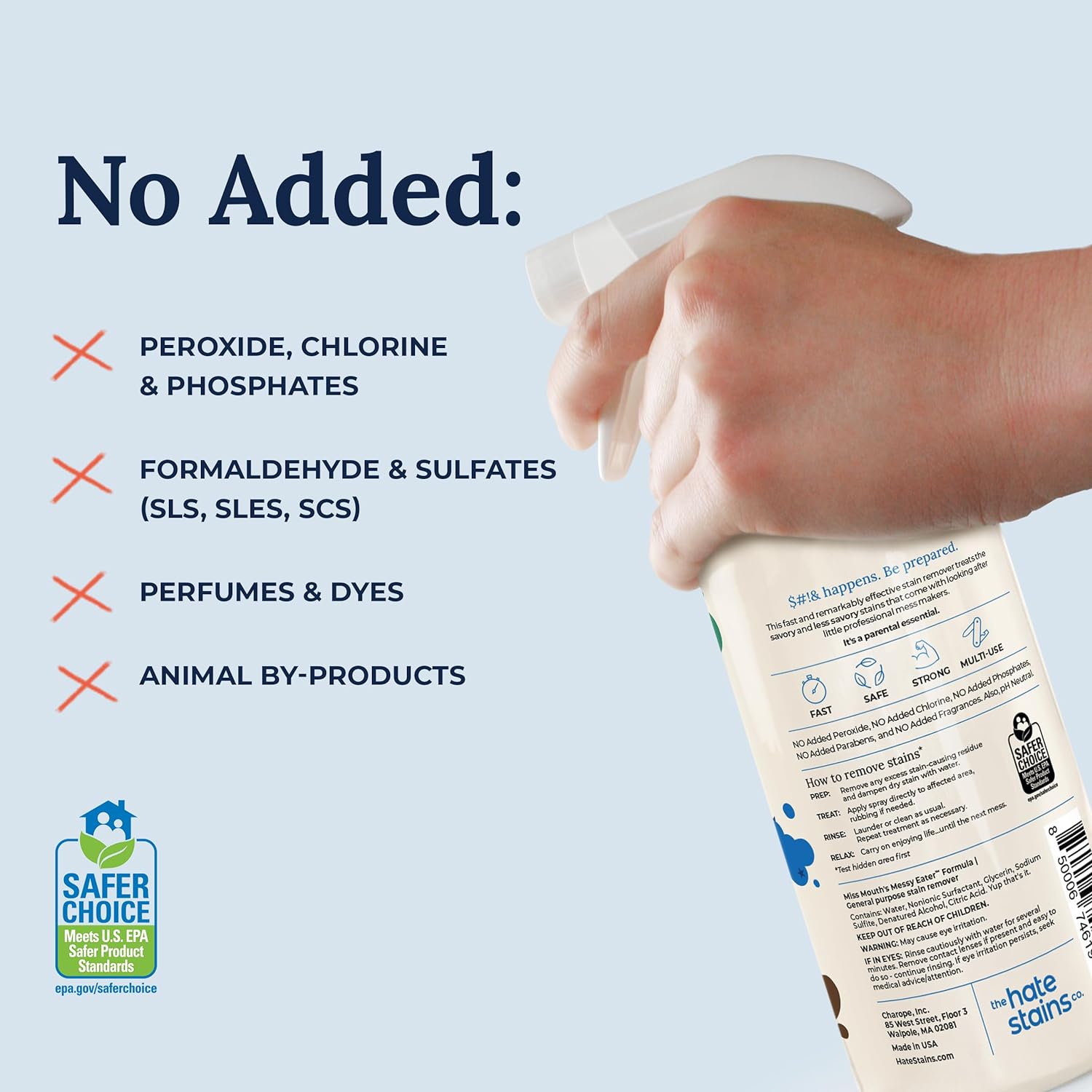 Miss Mouth's Messy Eater Stain Treater Spray - 16oz Stain Remover - Newborn & Baby Essentials - No Dry Cleaning Food, Grease, Coffee Off Laundry, Underwear, Fabric - Image 5