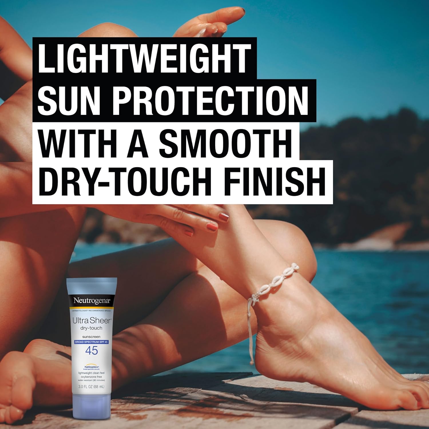 Neutrogena Ultra Sheer Dry-Touch Water Resistant and Non-Greasy Sunscreen Lotion with Broad Spectrum SPF 45, TSA-Compliant travel Size, 3 Fl Oz, Pack of 2, 6 Fl Oz ? ? ? ? ? - Image 3