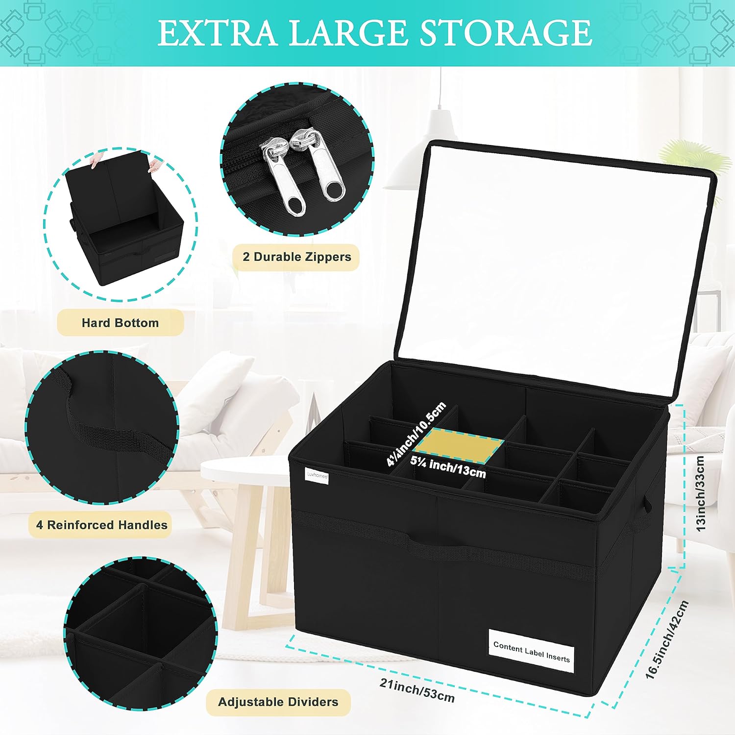 Shoe Storage Organizer, Fits 16 Pairs, Large Shoe Organizer Box for Closet, Clear Foldable Shoes Containers w/Bottom Support, Space Saving Shoe Cubby Storage Boxes w/Reinforced Handles, Black ? ? ? ? ? - Image 5