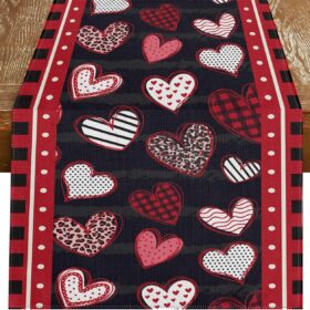 Valentine Runners for Tables Decorations Table Runner 108 inches Long ,Red Candy Heart Table Runner Romantic for Anniversaries,Engagement,Kitchen Dining Runer Cover for Valentines Day Decor                 