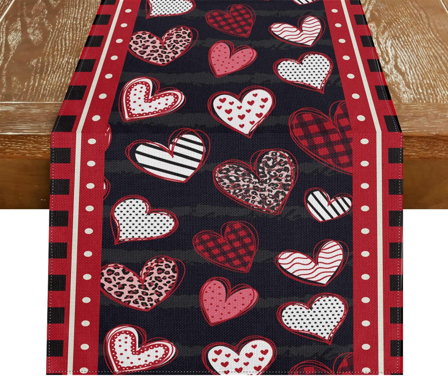 Valentine Runners for Tables Decorations Table Runner 108 inches Long ,Red Candy Heart Table Runner Romantic for Anniversaries,Engagement,Kitchen Dining Runer Cover for Valentines Day Decor