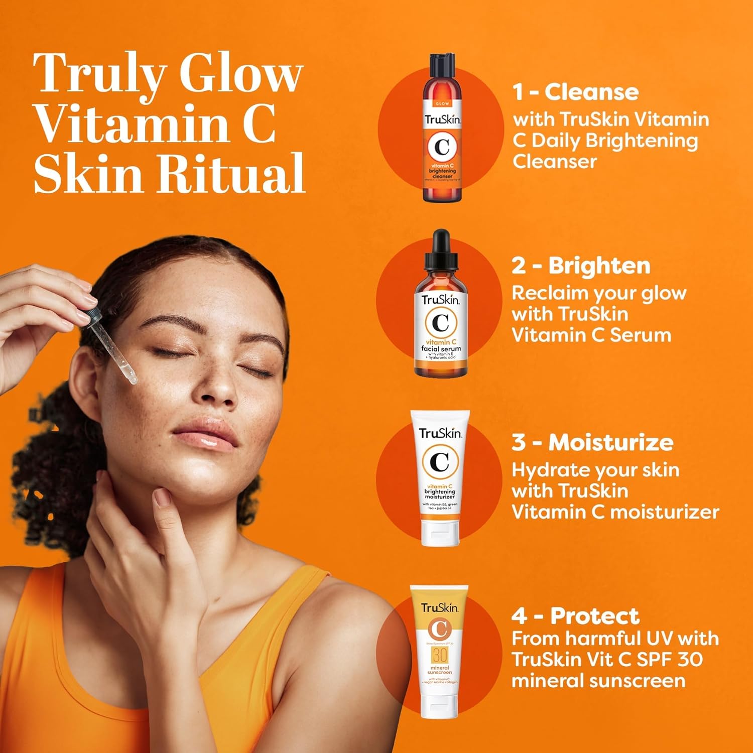 TruSkin Vitamin C Serum ? Anti Aging Facial Serum with Vitamin C, Hyaluronic Acid, Vitamin E ? Brightening Serum ? Even Skin Tone, Improve Appearance of Dark Spots, Fine Lines & Wrinkles, 2 Fl Oz ? ? ? ? ? - Image 5
