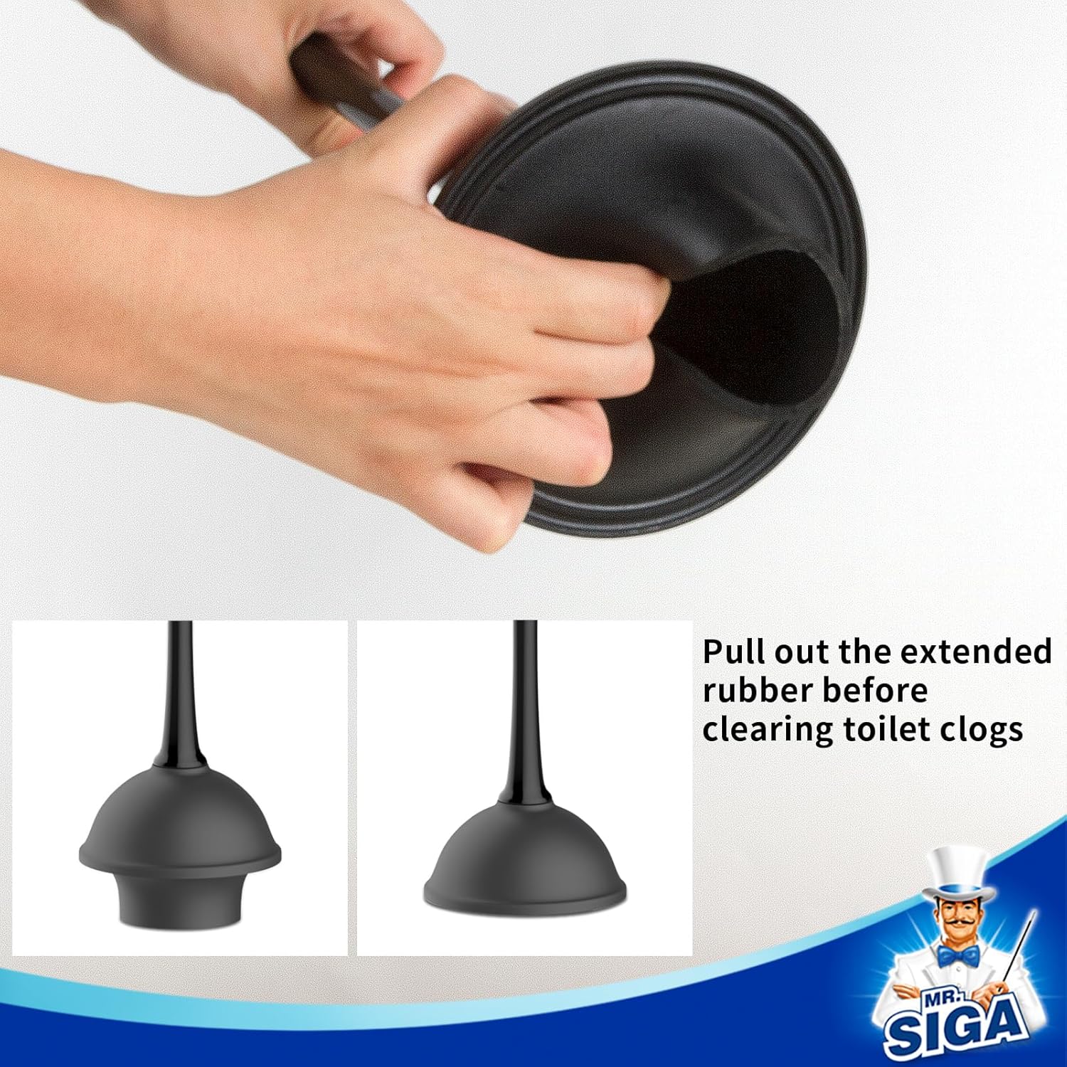 MR.SIGA Toilet Plunger and Bowl Brush Combo for Bathroom Cleaning, Black, 1 Set ? ? ? ? ? - Image 5