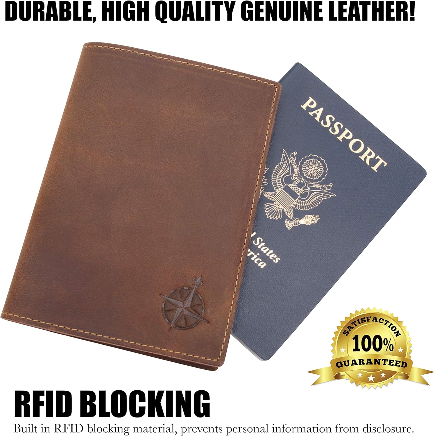 Leather Travel Wallet with Passport Holder - Genuine Leather Case with RFID Blocking for Men and Women - Passport Wallet, Leather Folding Wallet for Passports ? ? ? ? ? - Image 4
