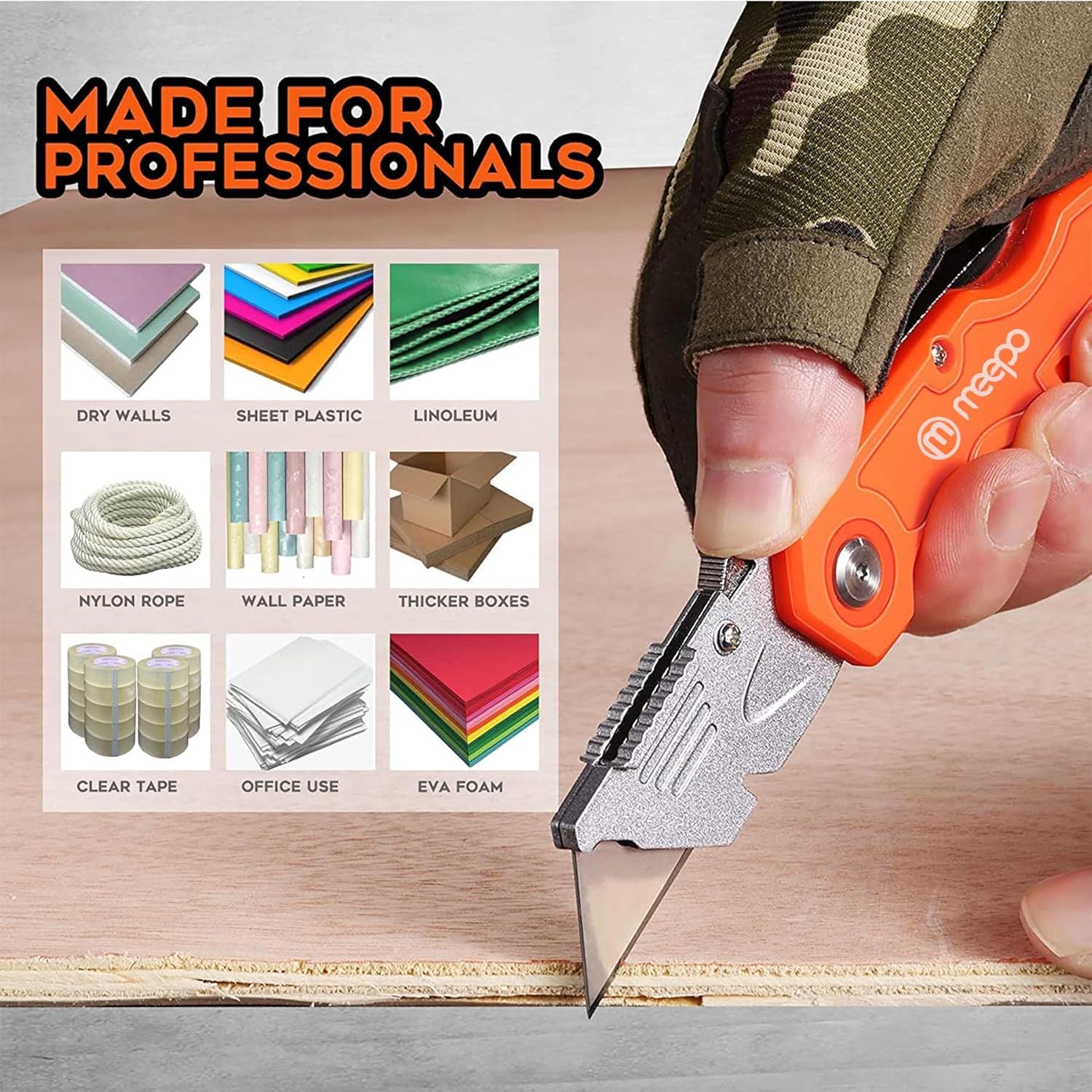 Box Cutter, 4-Pack Tough Folding Box Cutter for Heavy Duty Purpose, Razor Sharp Blade, Comfortable Handle, with Extra 10-Piece Blades, Can cut Drywall, Sheet Plastic, Linoleum, Boxes, Rope ? ? ? ? ? - Image 4
