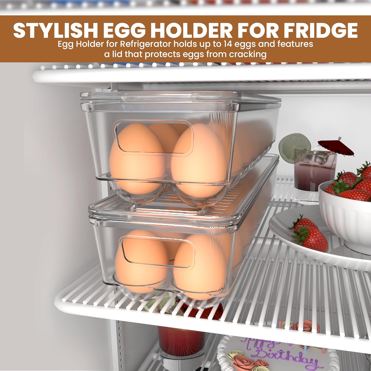 Utopia Home Egg Container With Lid and Handle for Refrigerator - Pack of 3 - Clear Stackable Egg Holder for Kitchen Storage and organization ? ? ? ? ? - Image 5