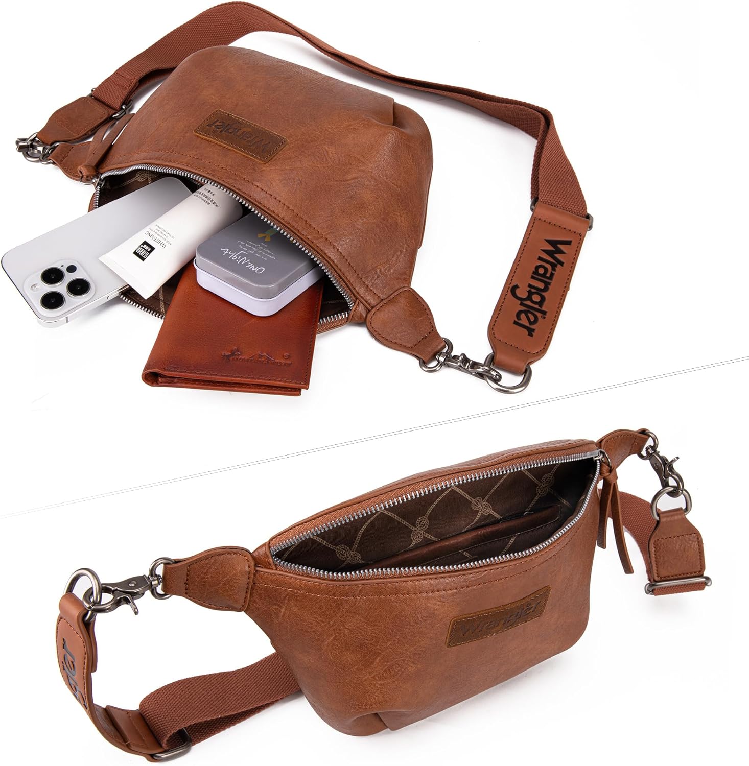 Wrangler Large Fanny Packs for Women Waist Bag Travel Belt Bags Crossbody Sling Bag Brown ? ? ? ? ? - Image 5