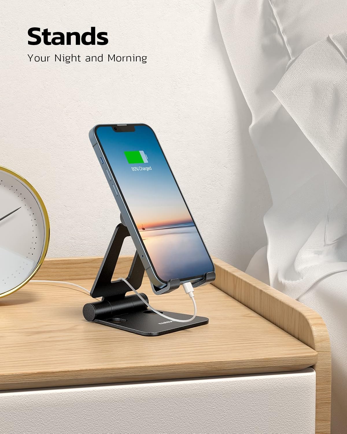 Nulaxy Dual Folding Cell Phone Stand, Fully Adjustable Foldable Desktop Phone Holder Cradle Dock Compatible with Phone 16 15 14 13 12 11 Pro Xs Xs Max Xr X 8, Nintendo Switch, All Phones ? ? ? ? ? - Image 3