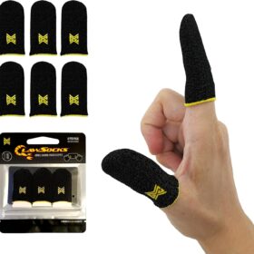 MGC ClawSocks 6 Pack Carbon, Gamer Finger & Thumb Sleeves, Mobile Gaming Stabilizer & Compression Support Black                 