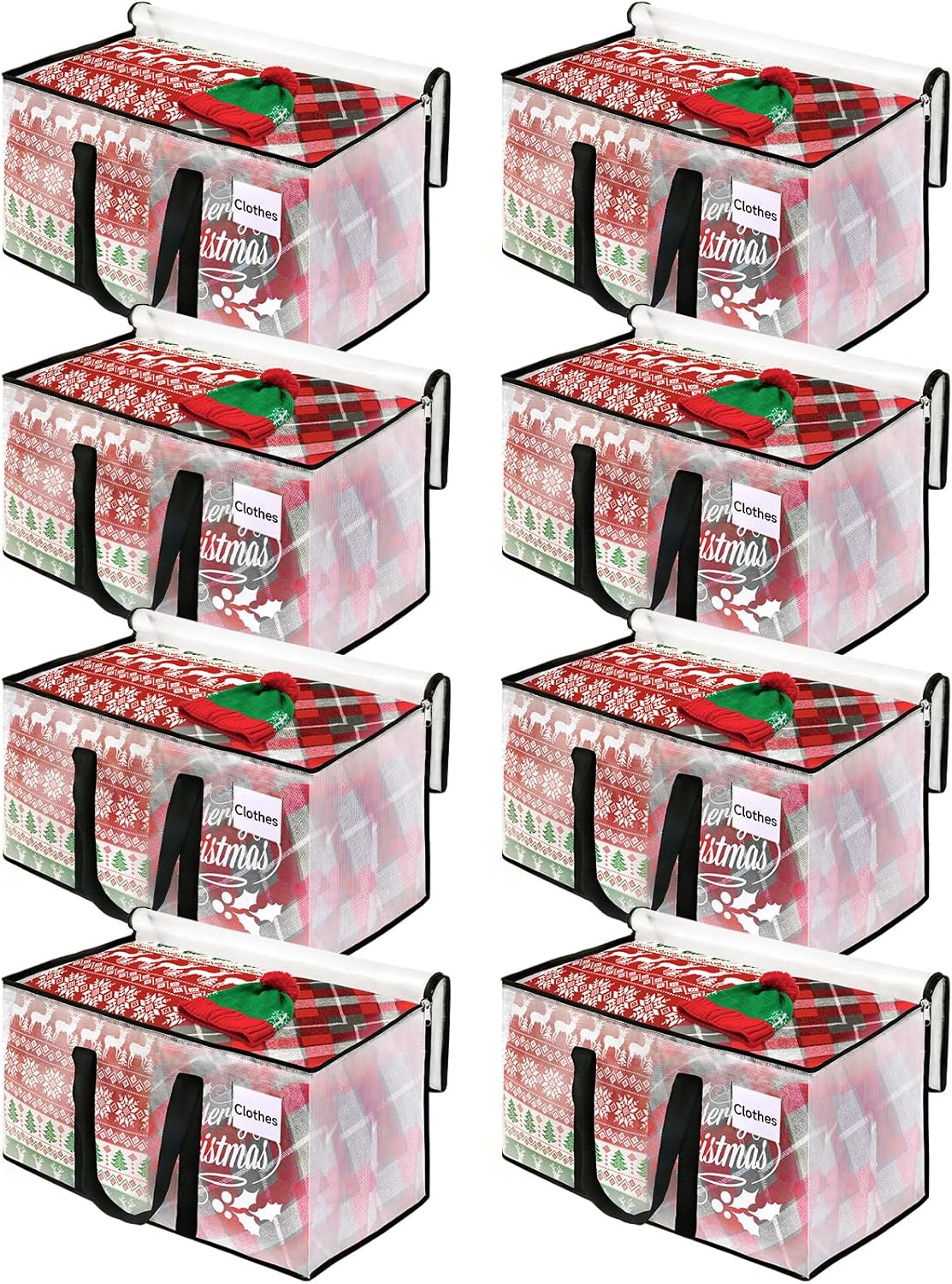 BlissTotes Moving Bags, 8-Pack Storage Bags, Moving Bags Heavy Duty Extra Large, Moving Totes, Clear moving Bags, Reinforced Handles & Tag Pocket, Christmas Totes (93L) ? ? ? ? ?
