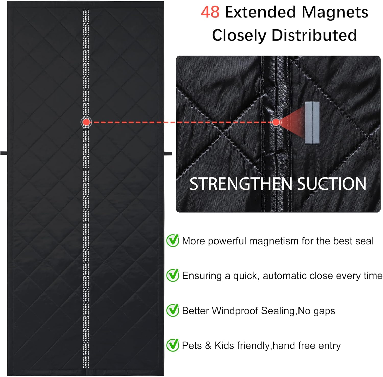 Upgraded Magnetic Thermal Insulated Door Curtain,Thicken Polyester Fiberfill & Thicker Oxford Fabric,Temporary Magnetic Screen Door, Retractable Door Curtains for Doorways,Folding Doors for Room - Image 5
