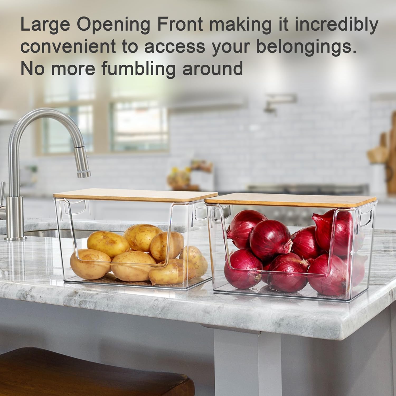 2 Set Pantry Organizer Storage Stackable Kitchen Laundry Organizers for Onion, Potato, Fruit, Produce, Vegetable Clear ? ? ? ? ? - Image 4