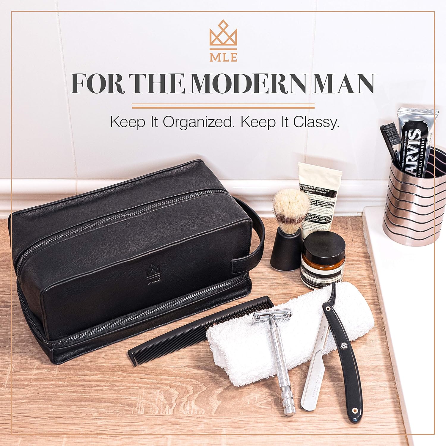 Leather Toiletry Bag for Men, Gift For Men, Mens Travel Bag Toiletry, Leather Shaving Bag, Leather Dopp Kit for Men, Mens Leather Toiletry Bag, Mens Travel Toiletry Bag, Hygiene & Grooming Kit ? ? ? ? ? - Image 2