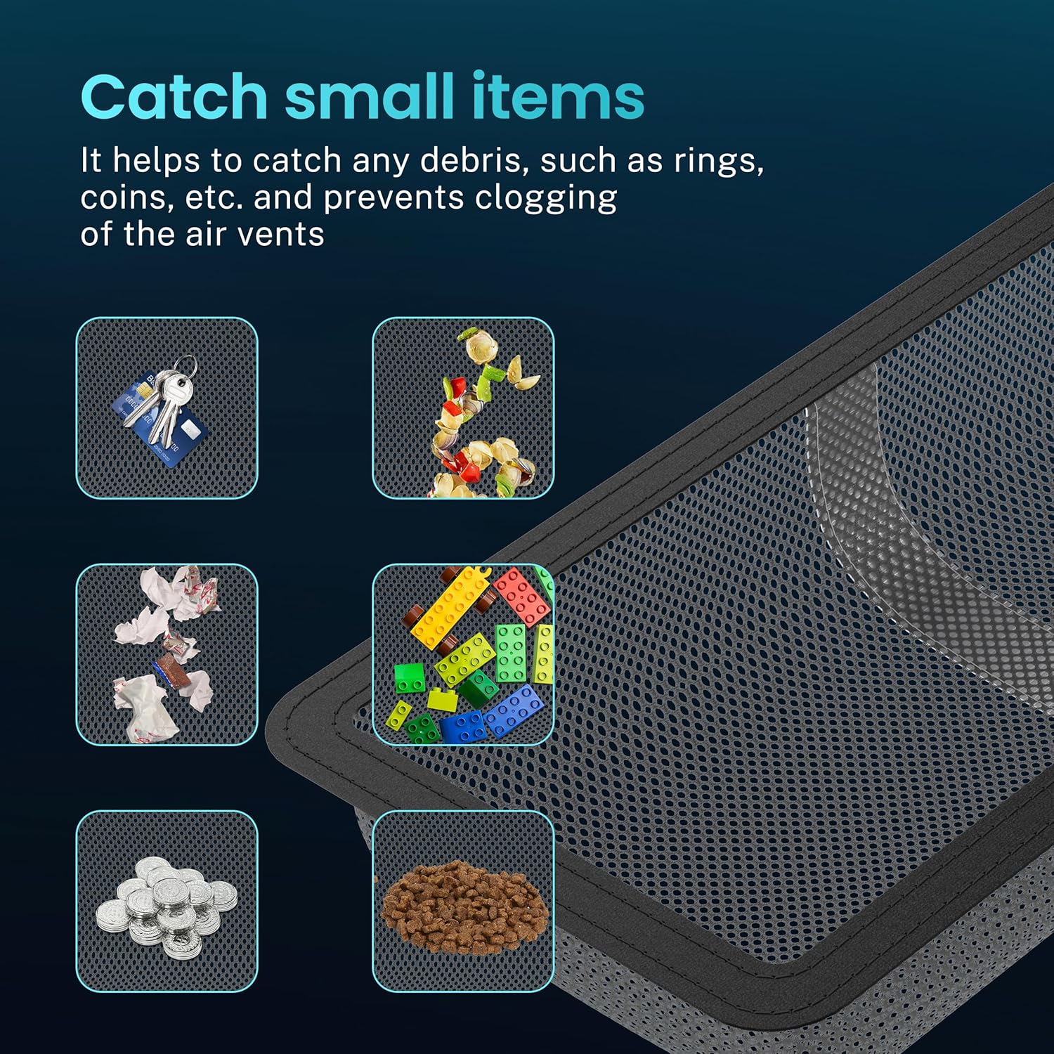 4 Pack Floor Register Cover Trap, HG Power 4 x 10 Inch Floor Vent Screen Net, Nylon Fabric Mesh Air Vent Filter for Home Floor, Catches Coins, Toys, Snacks, Pet Hair, Pet Food - Image 6