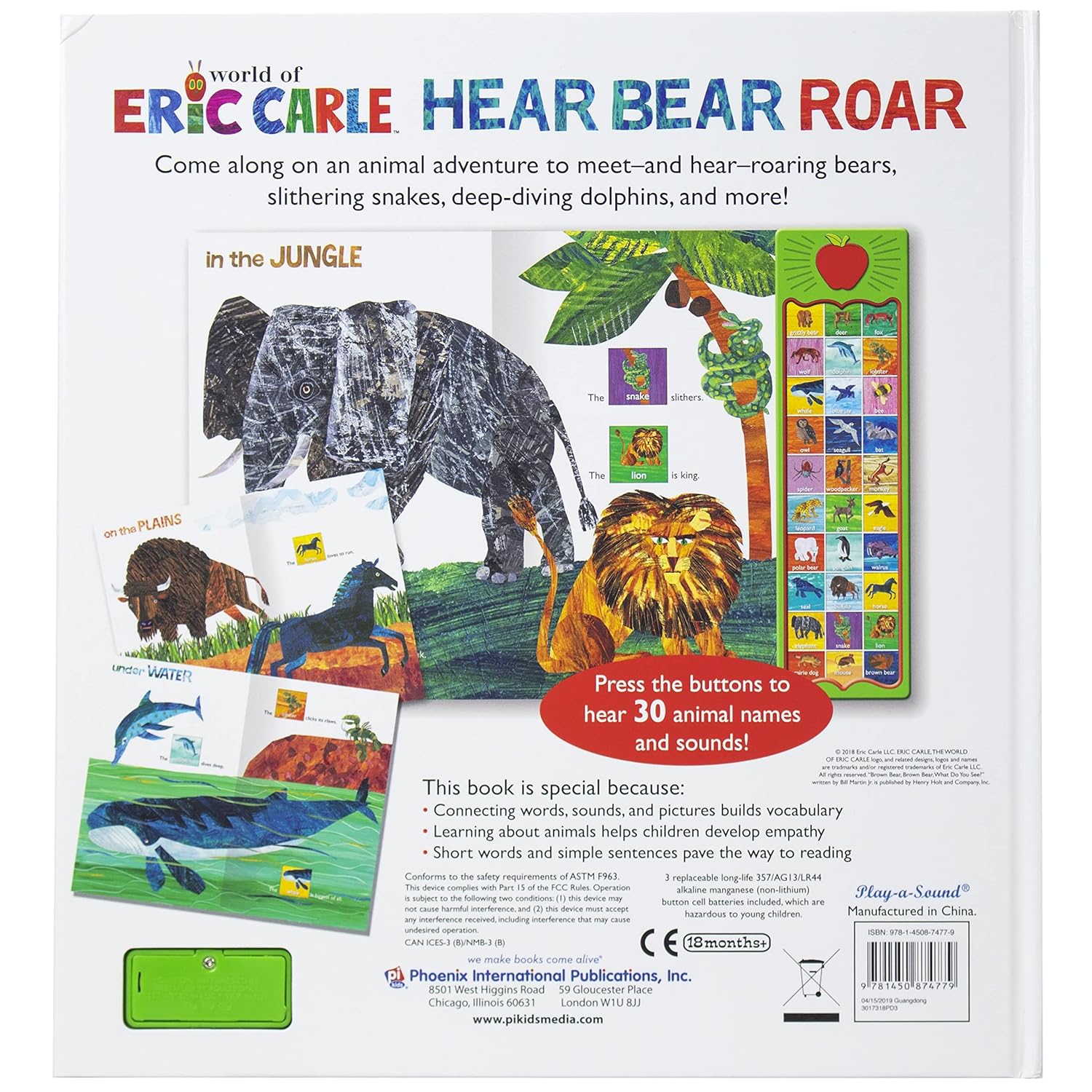 World of Eric Carle, Hear Bear Roar 30-Button Animal Sound Book - Great for First Words - PI Kids ? ? ? ? ? - Image 2