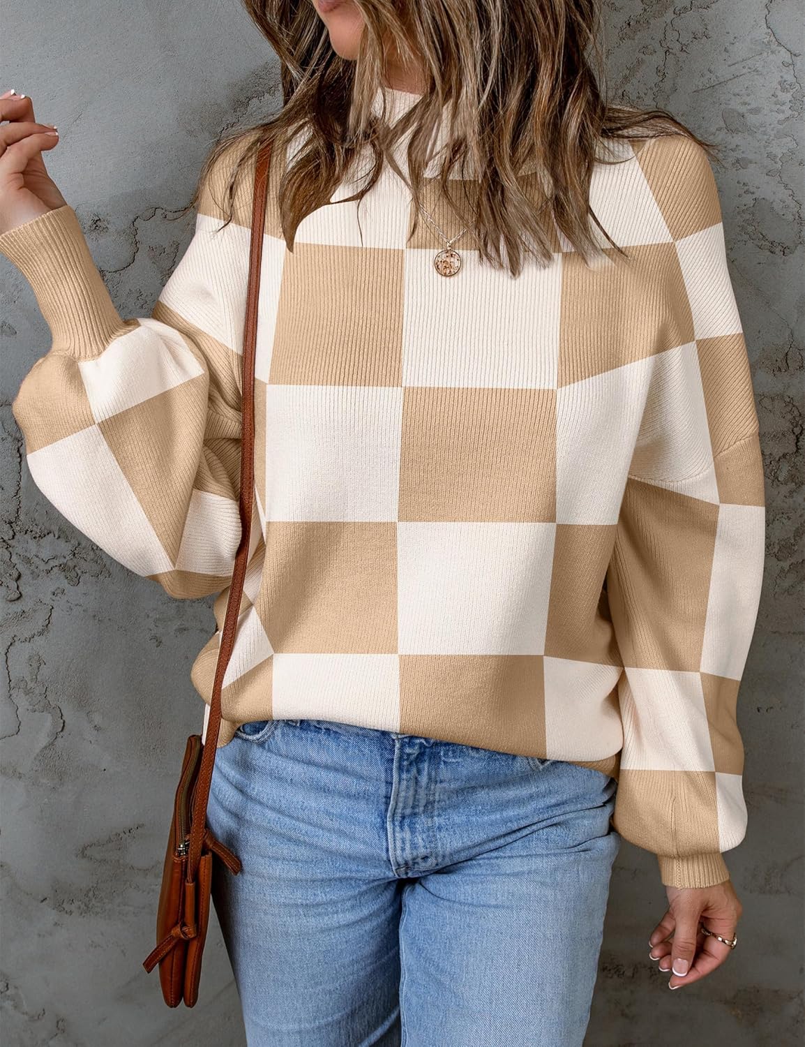 ZESICA Women's Fall Fashion Turtleneck Long Sleeve Striped Ribbed Knit Loose Pullover Sweater Tops ? ? ? ? ? - Image 2
