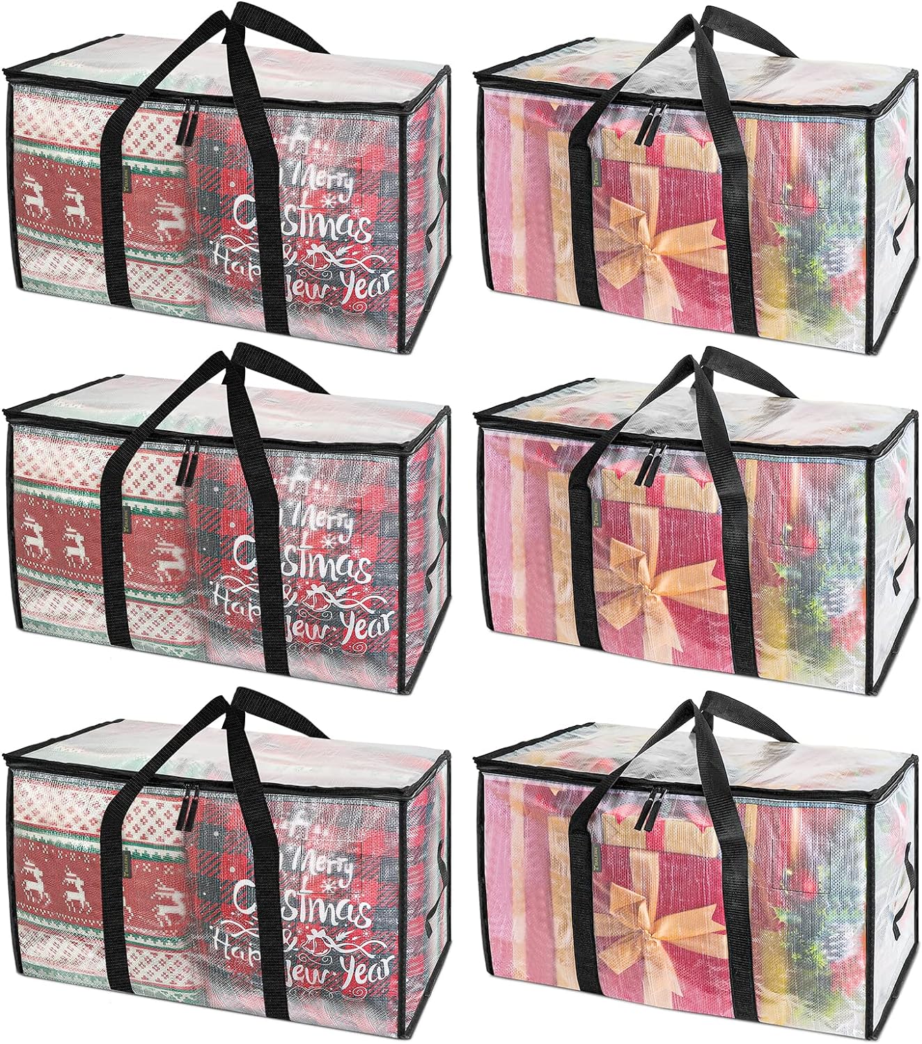 BALEINE 6-Pack Oversized Moving Bags with Reinforced Handles, Heavy-Duty Storage Tote for Clothes, Moving Supplies (Clear, 6-Pack) ? ? ? ? ?