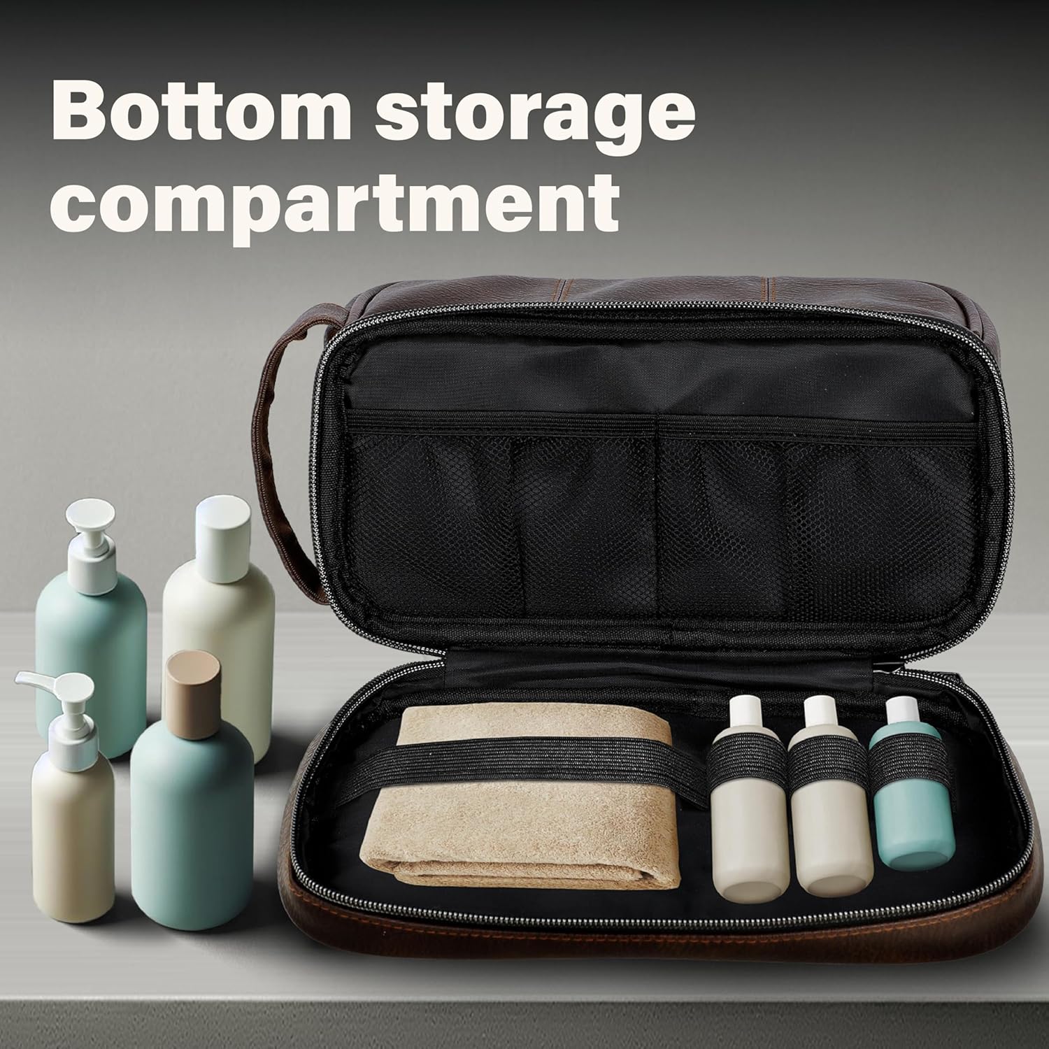 emissary Leather Men's Travel Toiletry Bag, Water Resistant Travel Bathroom Bag Men's Shaving Kit, Dopp Kit for Men, Travel Kit Small Bags for Men, Shaving Bag for Travel Accessories ? ? ? ? ? - Image 6