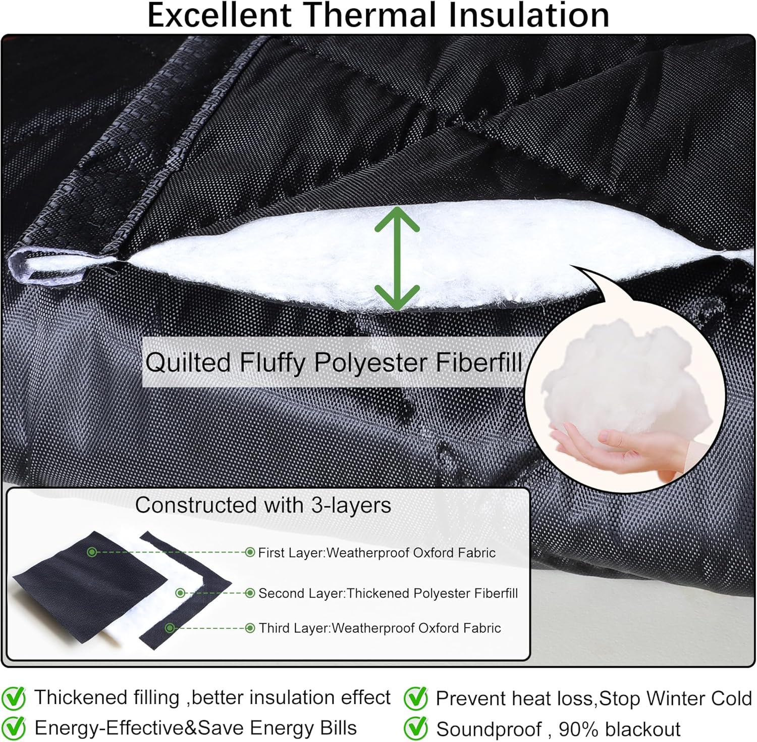 Upgraded Magnetic Thermal Insulated Door Curtain,Thicken Polyester Fiberfill & Thicker Oxford Fabric,Temporary Magnetic Screen Door, Retractable Door Curtains for Doorways,Folding Doors for Room - Image 3