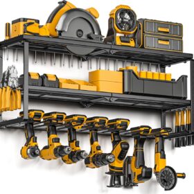 Power Tool Organizer for Tool Storage, Drill Holder Wall Mount with Charging Station, Tool Holder and Storage Rack for Garage Organization, Heavy Duty Metal Tool Shelf with Battery Holder ?   ?   ?  ?   ?