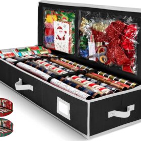Wrapping Paper Organizer Storage for Christmas Gifts Wrapping Paper (6 Colors) Underbed Storage Container with Interior Pockets, Fits 24 Rolls ?   ?   ?  ?   ?