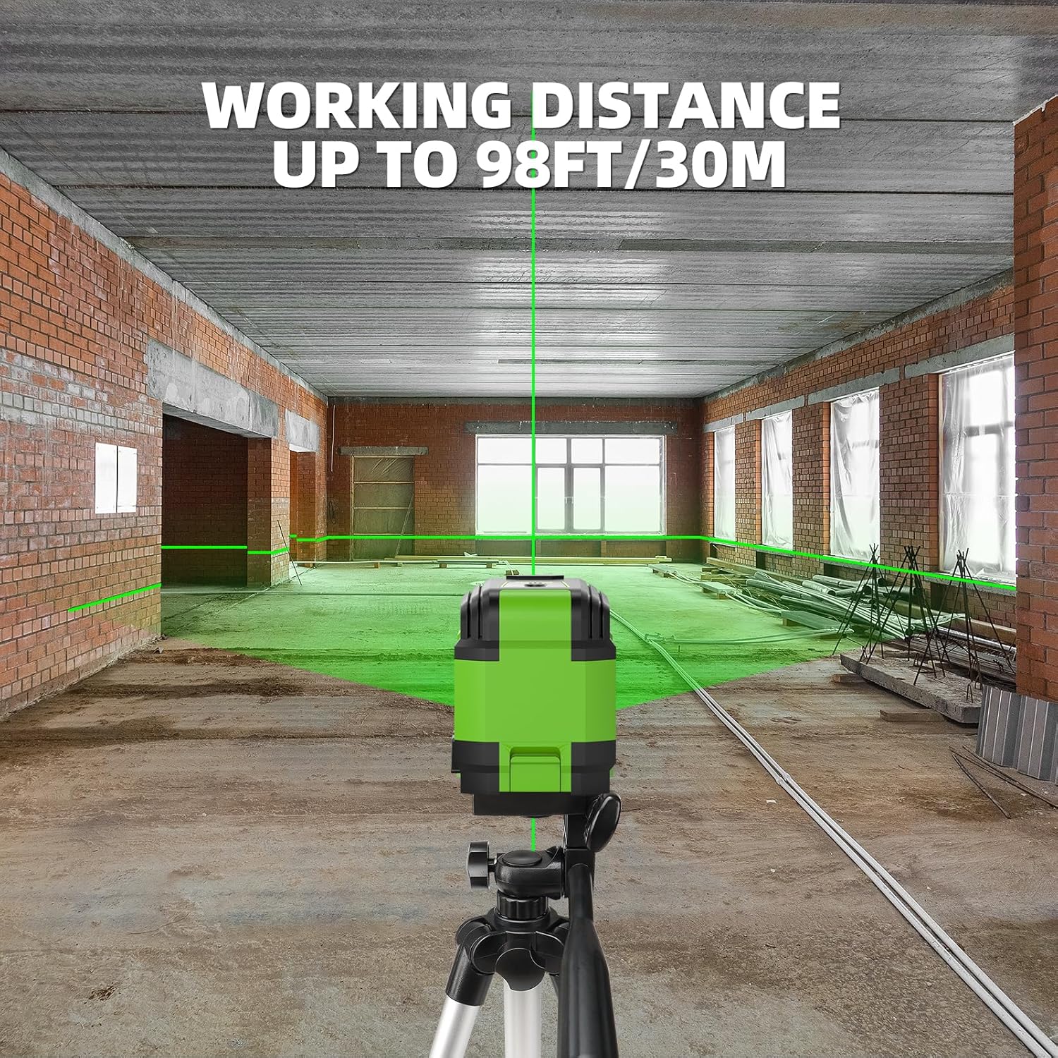 Laser Level with Tripod, HUEPAR 98Ft Self Leveling Laser Level Green Line Laser Cross Line Laser Leveler Tool for Picture Hanging, Tile, Home Renovation, Indoor Project, Battery&Carrying Bag Included ? ? ? ? ? - Image 6