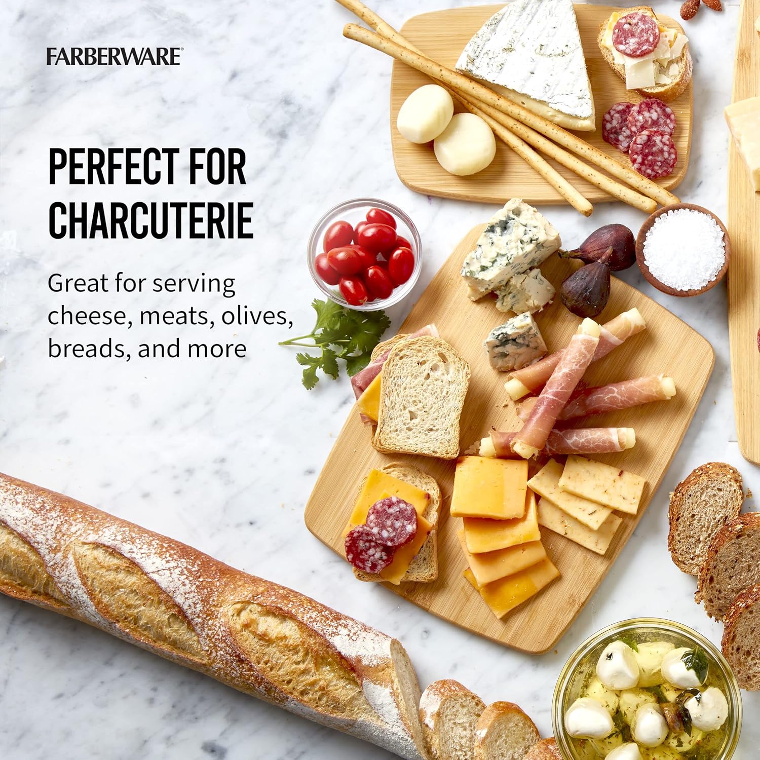Farberware 4-Piece Reversible Bamboo Cutting And Charcuterie Board Set, Assorted Size - Image 6