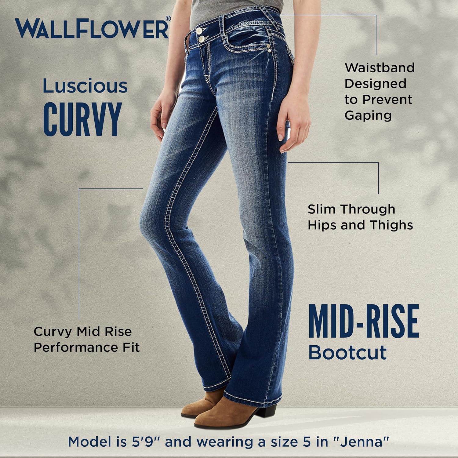 WallFlower Luscious Curvy Bootcut Jeans for Women Mid-Rise Insta Stretch Denim in Petite, Midsize, Plus Size, Juniors Jeans ? - Image 4