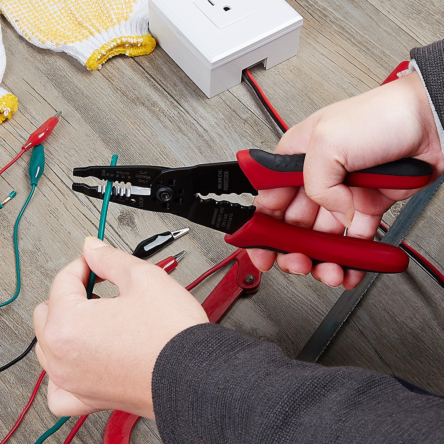 WGGE WG-015 Professional 8-inch Wire Stripper/wire crimping tool, Wire Cutter, Wire Crimper, Cable Stripper, Wiring Tools and Multi-Function Hand Tool. ? ? ? ? ? - Image 6