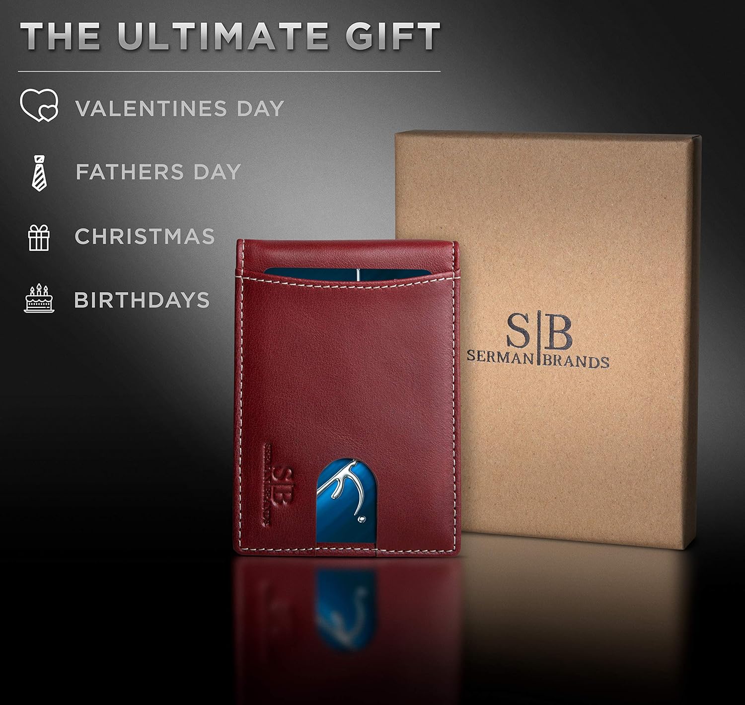 SERMAN BRANDS RFID Blocking Slim Bifold Genuine Leather Minimalist Front Pocket Wallets for Men with Money Clip Thin Gift ? ? ? ? ? - Image 6