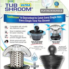 TubShroom Ultra Revolutionary Bath Tub Drain Protector Hair Catcher/Strainer/Snare, Stainless Steel, Stainless Combo ?   ?   ?  ?   ?