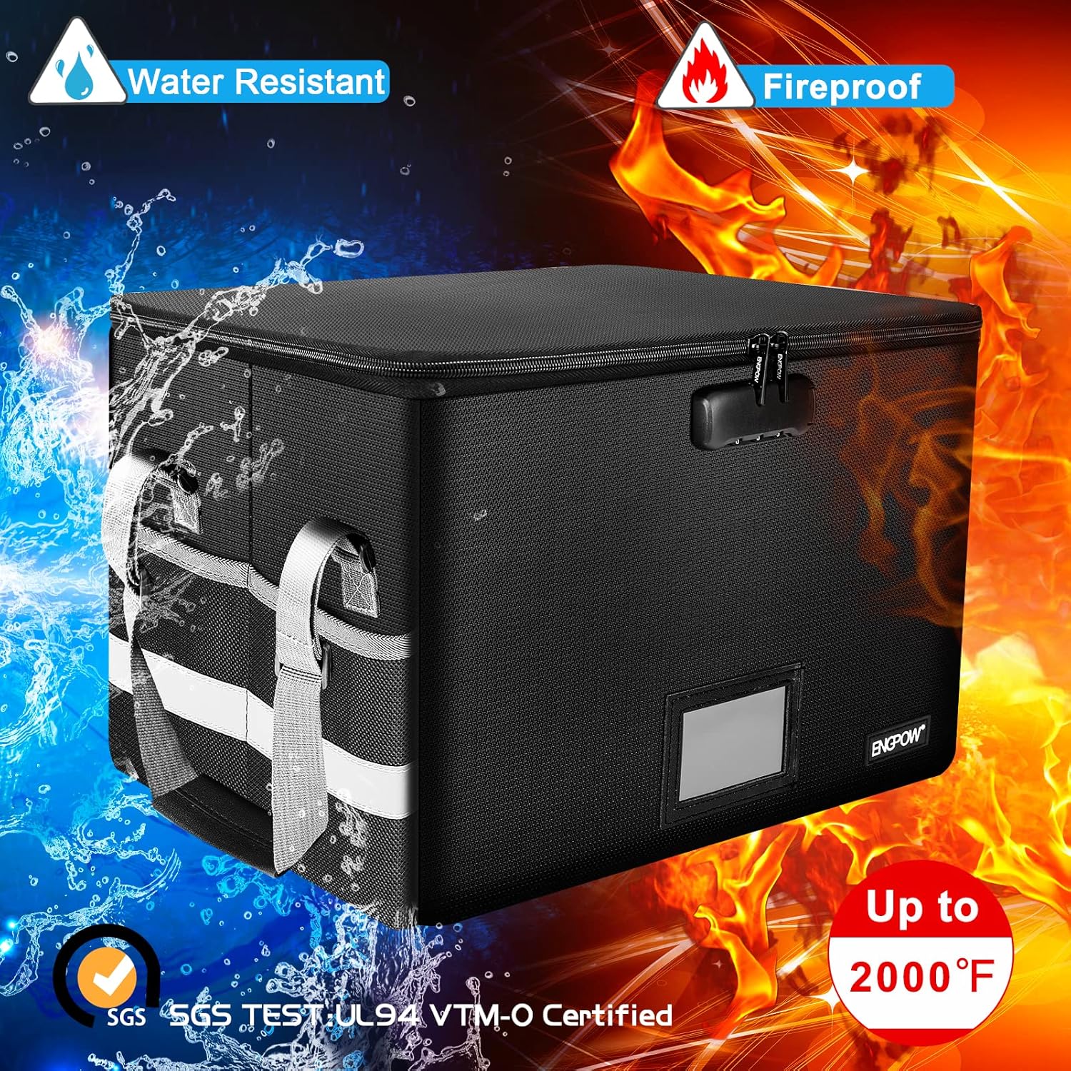 ENGPOW File Box with Lock,Fireproof Box File Storage Organizer Anti-Static Box,Collapsible Fireproof Document Box Filing Box with Handle,Portable Home Office Safe for Hanging Letter/Legal Folder ? ? ? ? ? - Image 4