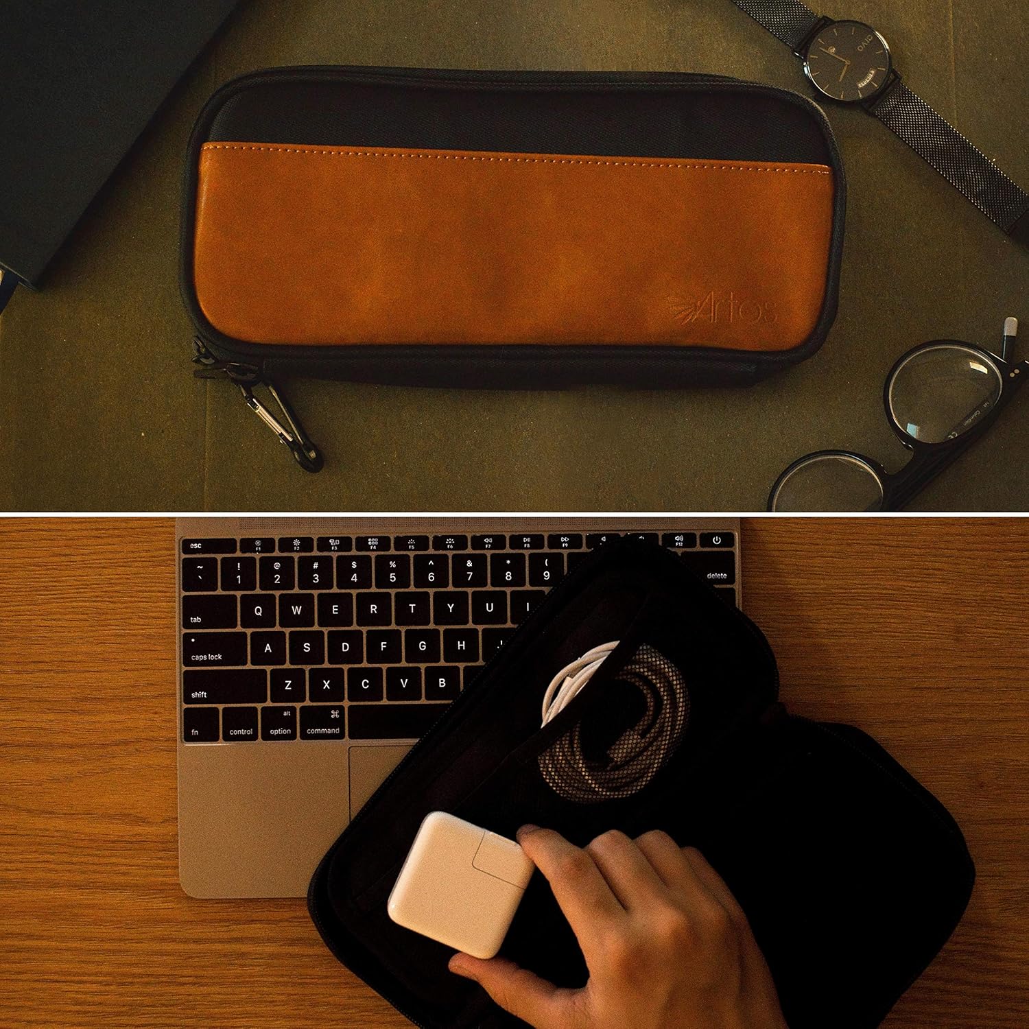 Leather Electronic Organizer Travel Case | Cable Organizer | Cable Storage | Cable Bag | Tech Pouch | Charger Cord Organizer | Travel Essentials | Travel Work Essentials | Travel Organization ? ? ? ? ? - Image 6