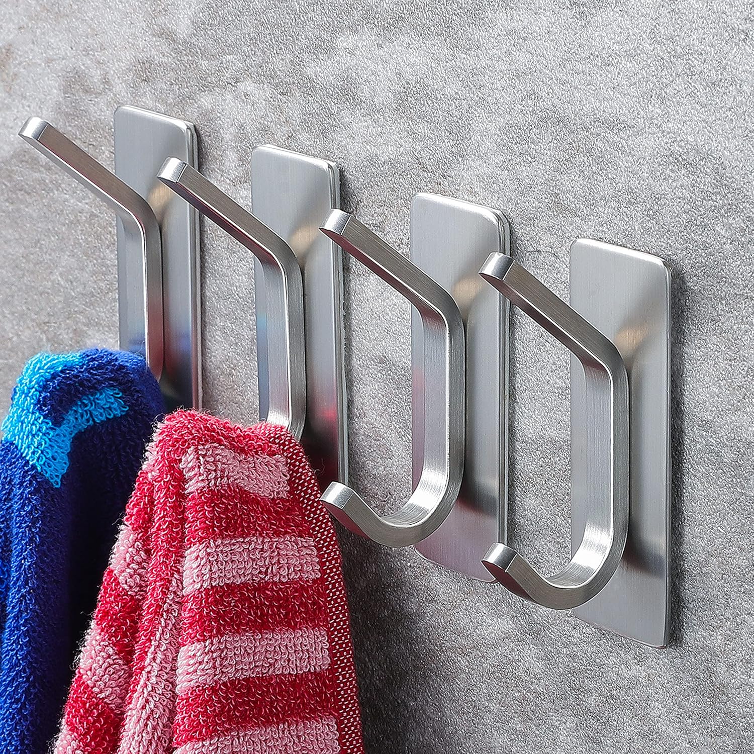 YIGII Towel Hook/Adhesive Hooks - Wall Hooks for Coat/Robe/Towels Stick on Bathroom/Kitchen 4-Pack, Stainless Steel ? ? ? ? ?