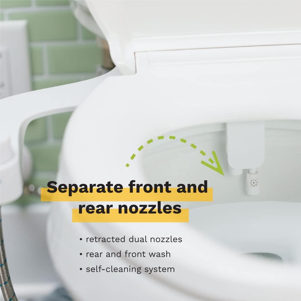 Omigo Element Bidet Attachment Non-Electric Thin Modern Design, Dedicated Rear and Front Self-Cleaning Nozzles with Pressure Control Dial (Dual Temp, Copper) - Image 6