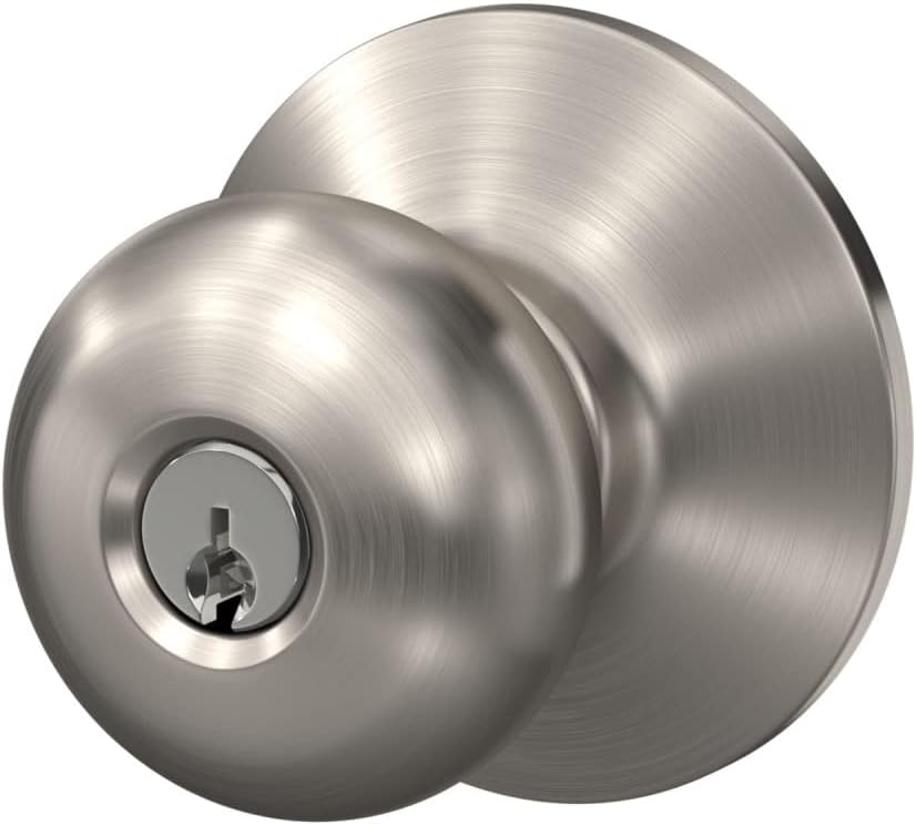 Schlage F51A PLY 619 Plymouth Door Knob, Keyed Entry Lock, Satin Nickel - Image 4