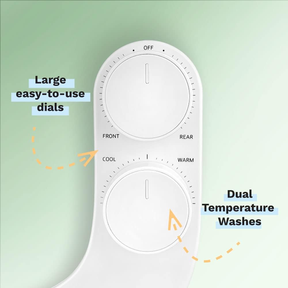 Omigo Element Bidet Attachment Non-Electric Thin Modern Design, Dedicated Rear and Front Self-Cleaning Nozzles with Pressure Control Dial (Dual Temp, Copper) - Image 4