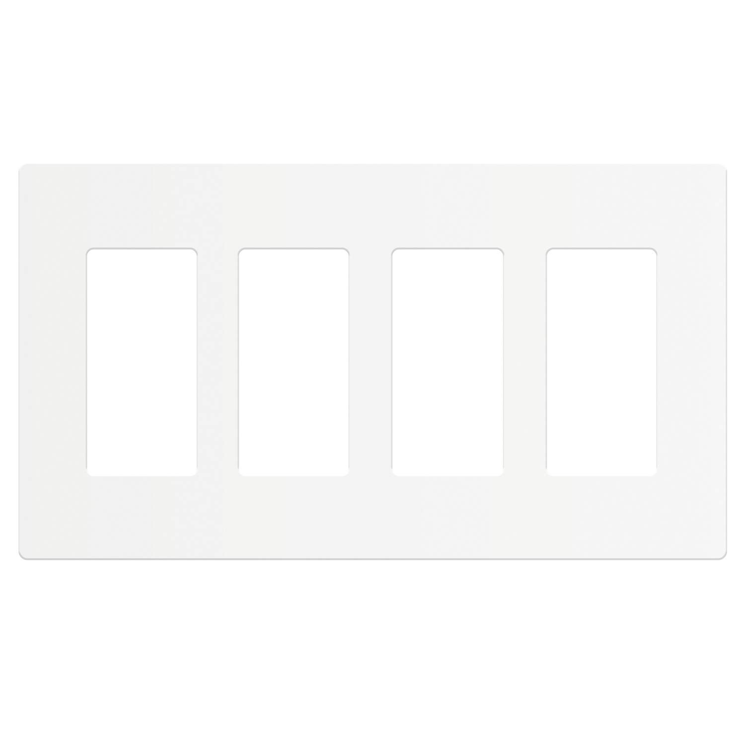 ENERLITES - SI8834-W-STICKER Screwless Decorator Wall Plates Child Safe Outlet Covers, Size 4-Gang 4.68