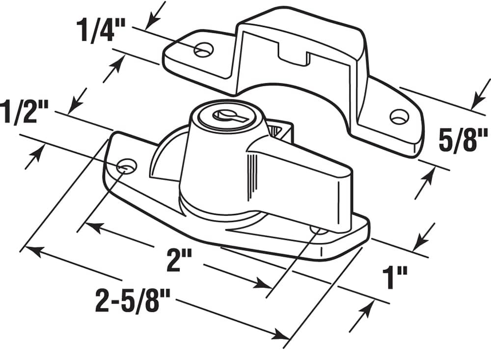 Prime-Line U 9928 Keyed Sash Lock ?Security Lock Only Unlocks With Key ? For Aluminum, Vinyl or Wood Double-Hung Windows ? 2? Hole Centers ? Heavy-Duty Zinc Diecast, White (Single Pack) - Image 2