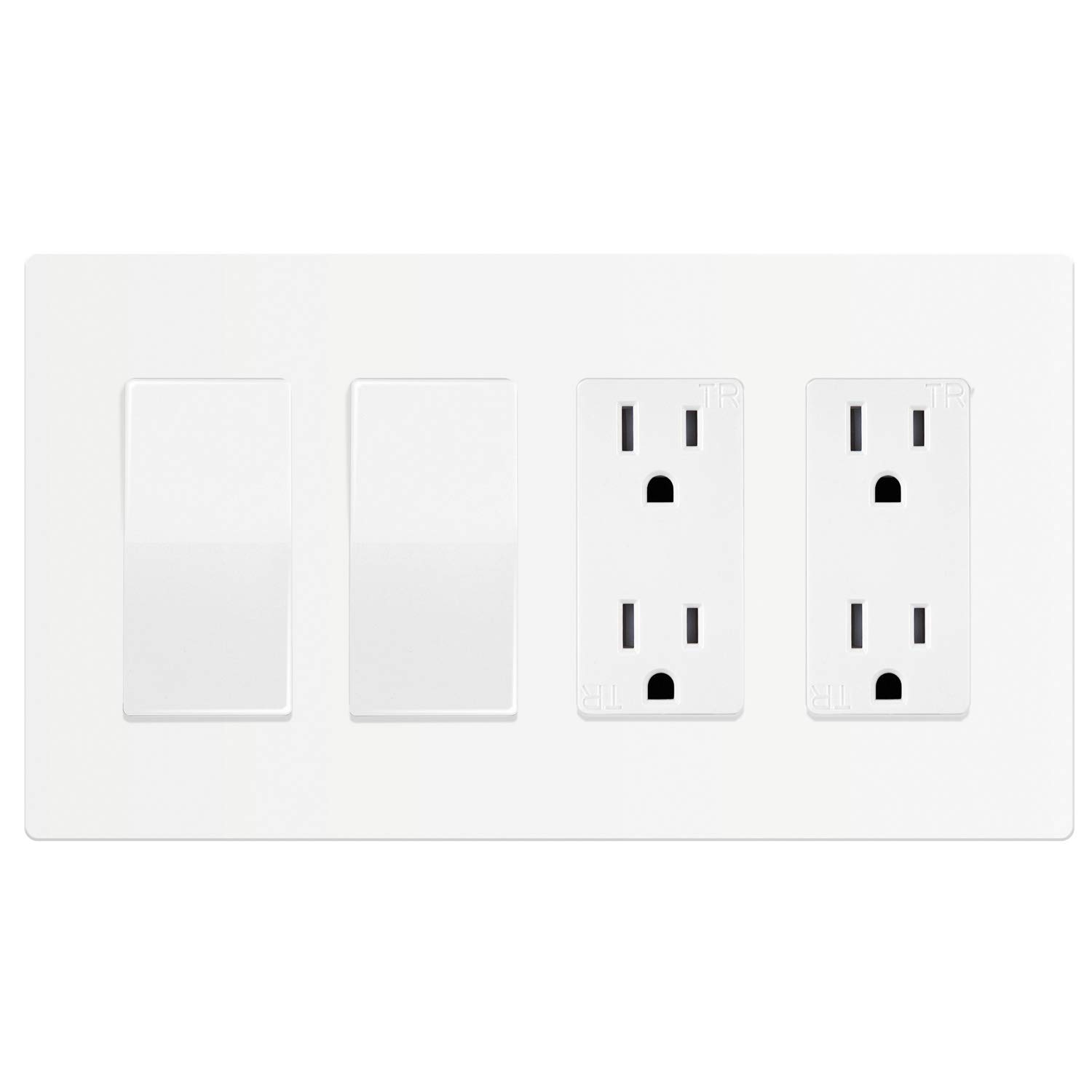ENERLITES - SI8834-W-STICKER Screwless Decorator Wall Plates Child Safe Outlet Covers, Size 4-Gang 4.68 - Image 2