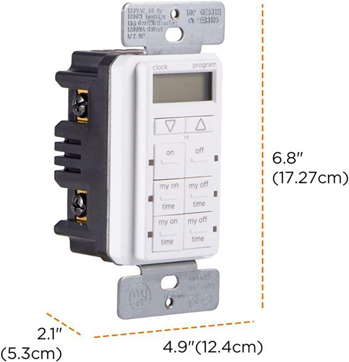 myTouchSmart In-Wall Digital Timer, 4 Programmable On/Off Buttons, 2 Easy On/Off Buttons, 24 Hour Daily Cycles, Blue LED Indicators, with Battery Backup, for Indoor/Outdoor Lights, Fans, 26893 - Image 3
