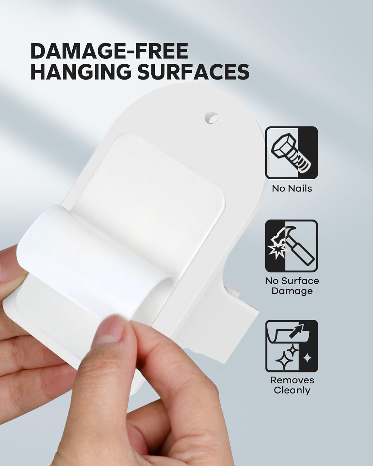 Plastic Broom Holder Wall Mount, White, 4 Count - Image 6