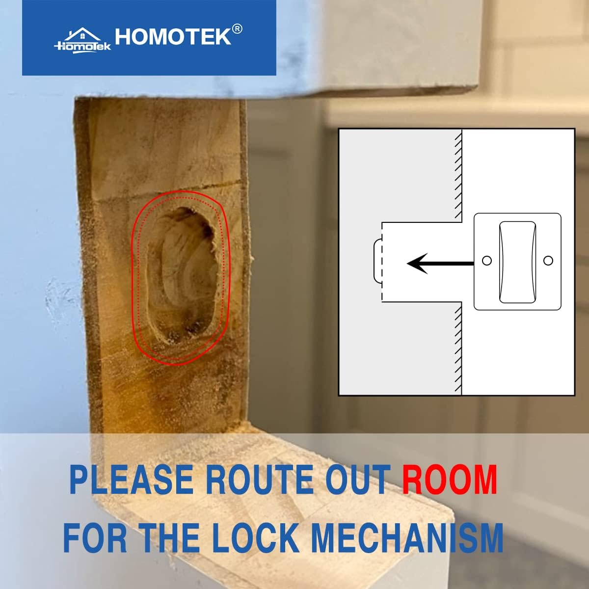 HOMOTEK Privacy Sliding Door Lock with Pull - Replace Old Or Damaged Pocket Locks Hardware Quickly and Easily, 2-3/4?x2-1/2?, for 1-3/8? Thickness Door, Black - Image 2