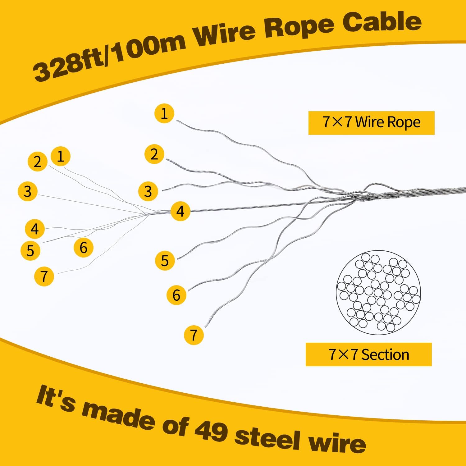 328ft Wire Rope Crimping Tool Kit, Stainless Steel Wire Rope Cable with Aluminum Crimping Sleeves and Stainless Steel Thimbles for Railing, Decking, Picture Hanging (328ft) - Image 4