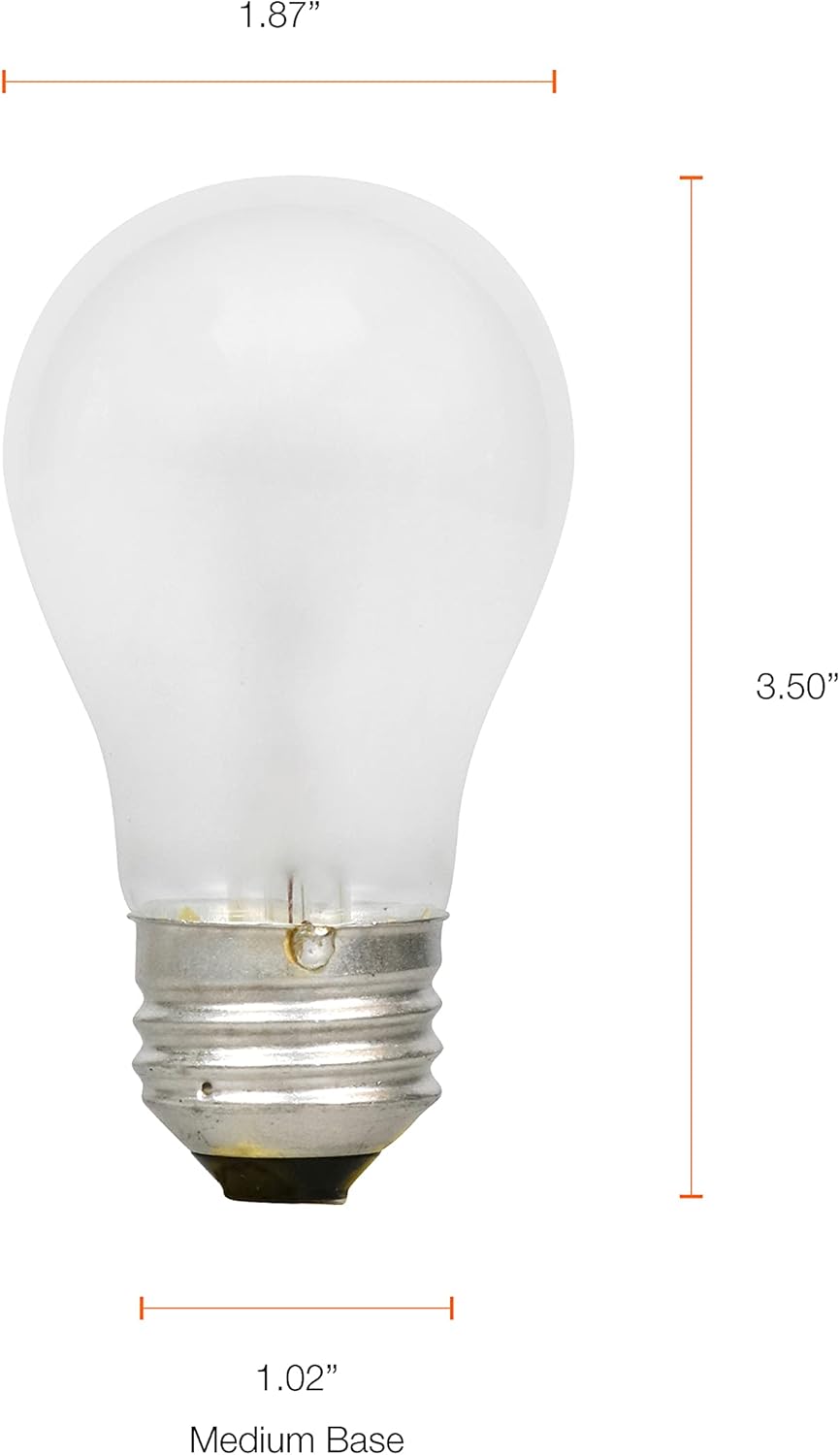 SYLVANIA Incandescent Appliance Light Bulb, 15W A15, Dimmable, Medium Base, 65 Lumens, Frosted, 2850K, Soft White - 2 Pack (10015) - Image 6