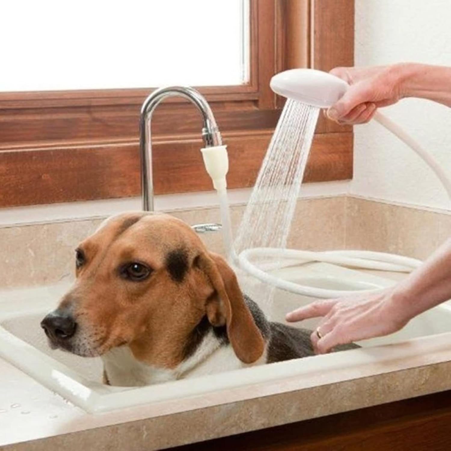Dog Shower Attachment, Pet Shower Hose with Shower Head, Portable Hand Held Sink Faucet Sprayer Attachment, Bathing Hose Shower Set for Laundry Bathroom Kitchen(White) - Image 3