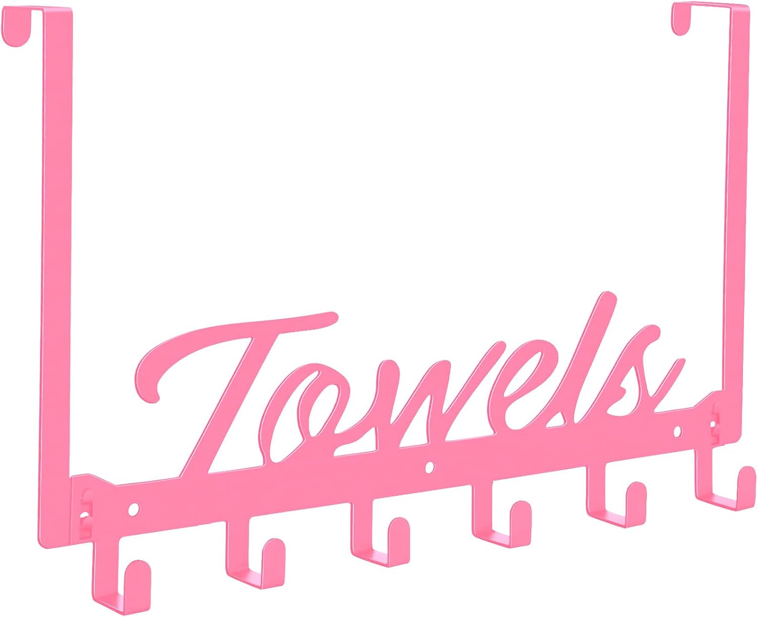 Over The Door Hooks, Towel Hook Towel Rack for Bathroom Towel Holder for Hanging Heavy Duty, Wall Mount Towel Hanger with 6 Hooks for Bedroom Bathroom Kitchen Towels, Bag, Coats, Hats(Pink)