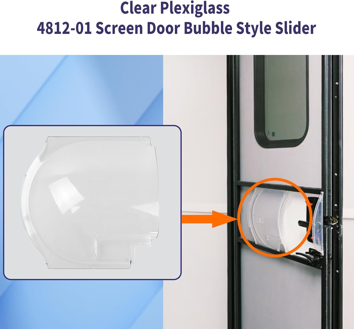 Clear Plexiglass 4812-01 Screen Door Bubble Style Slider Complete Replacement Kit, Compatible with Dexter Right Hand Screen Door Bubble Style, Clear, Works with 4810-00 Stopper & 4814-00 Holder - Image 2