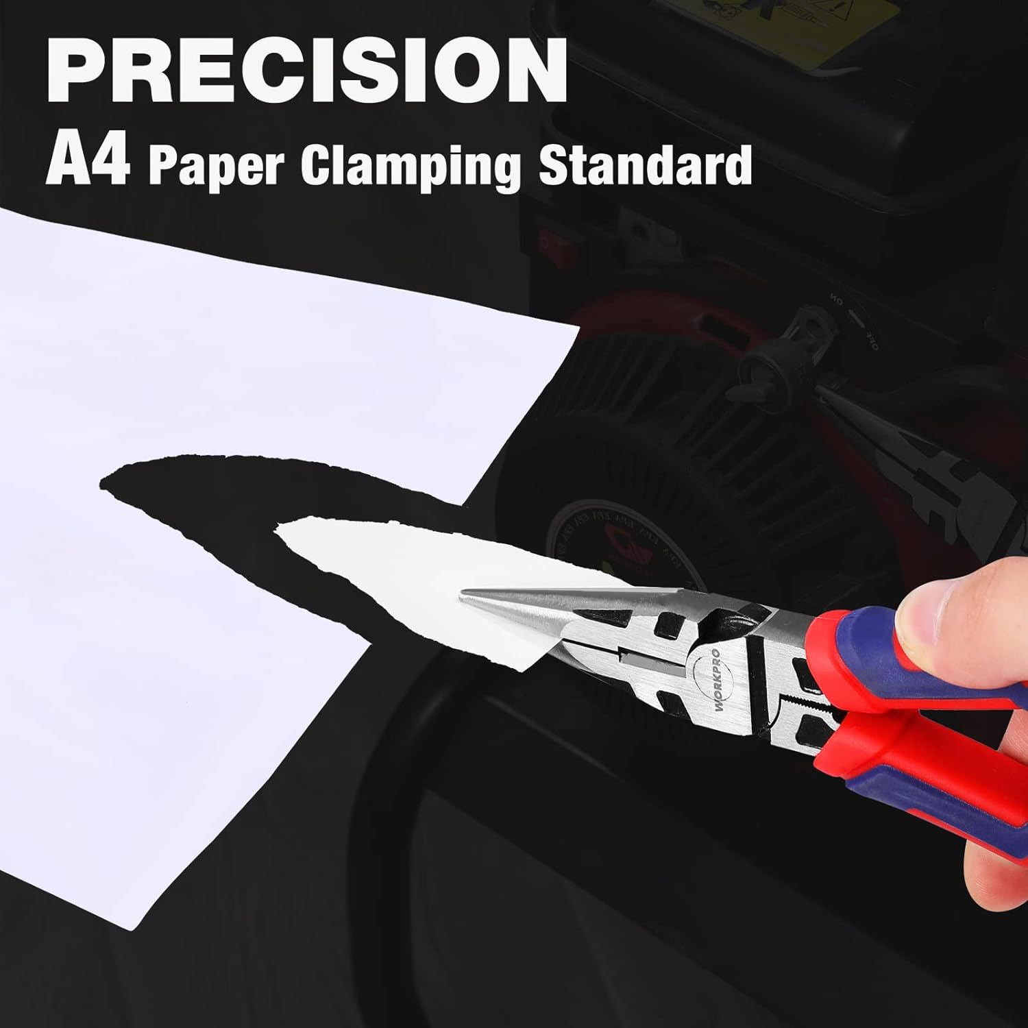 WORKPRO Premium 8? Needle Nose Pliers, Paper Clamp Precision, Heavy-Duty CRV Steel, Large Soft Grip with Wire Cutter, Long Nose Cutting Pliers, W031269 - Image 2