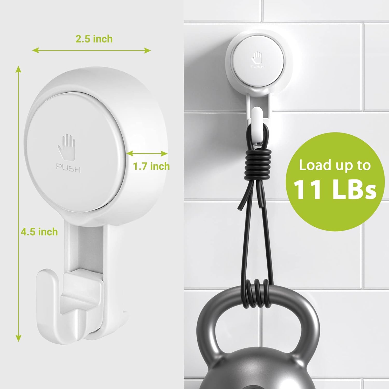 Elegear Suction Cup Shower Hooks for Loofah, Robe, Towel, Heavy Duty (4-Pack) Waterproof , Reusable Vacuum Suction Hooks for Bathroom Kitchen - Image 2